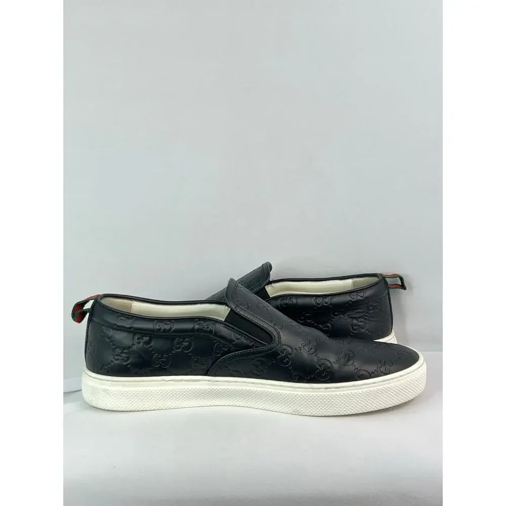 Authentic Gucci Dublin Men's Black Quilted GG Leather Slip-On Sneakers